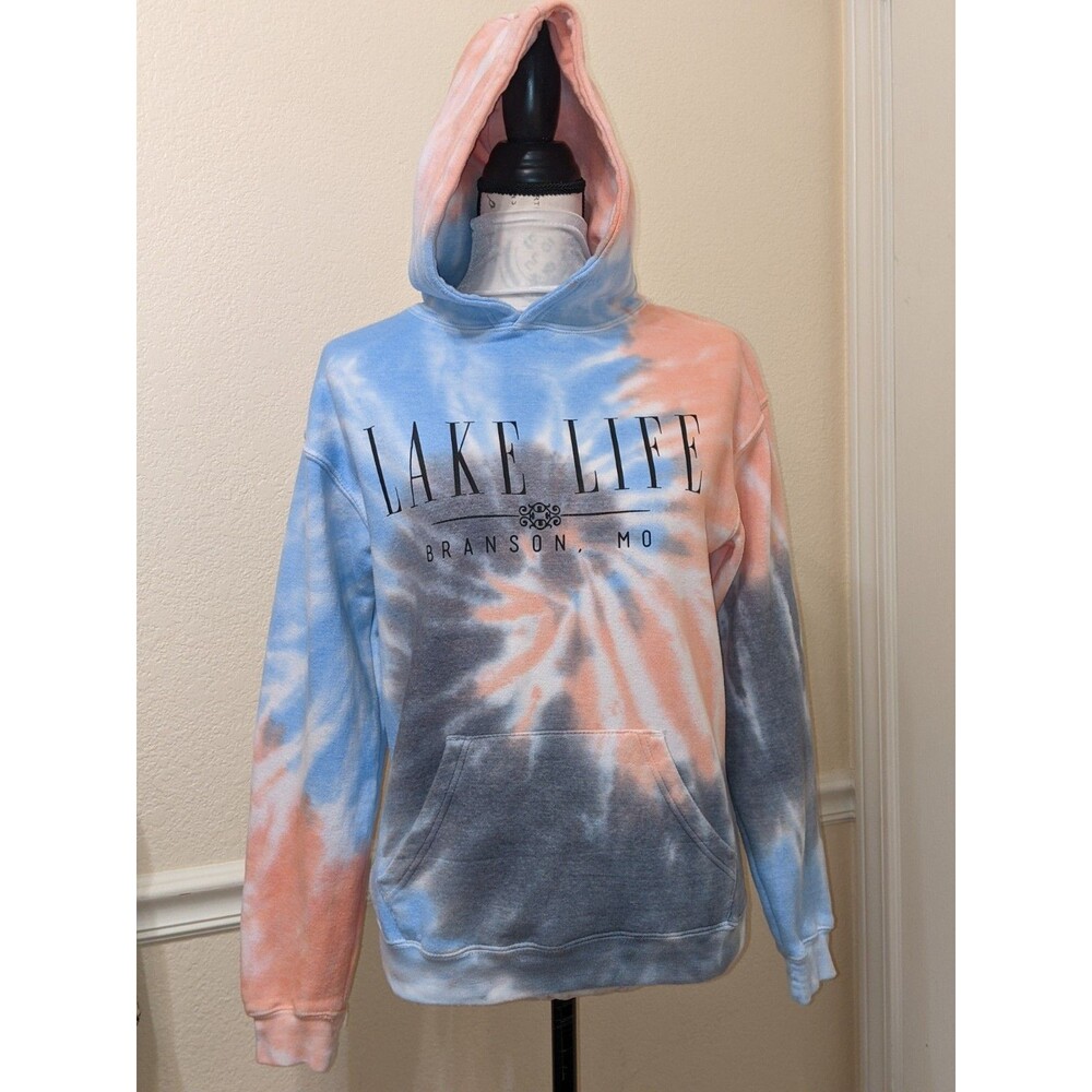 Tie Die Hoodie Hombre Pink Blue Branson, MO Kids XL